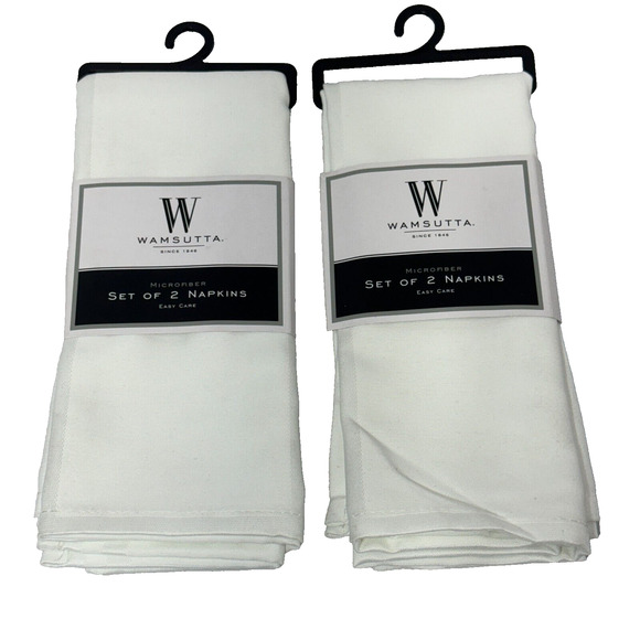 Wamsutta Microfiber Napkins 19" x 19" Two Sets of Set Of 2 White Napkins 4 Total - Picture 1 of 9